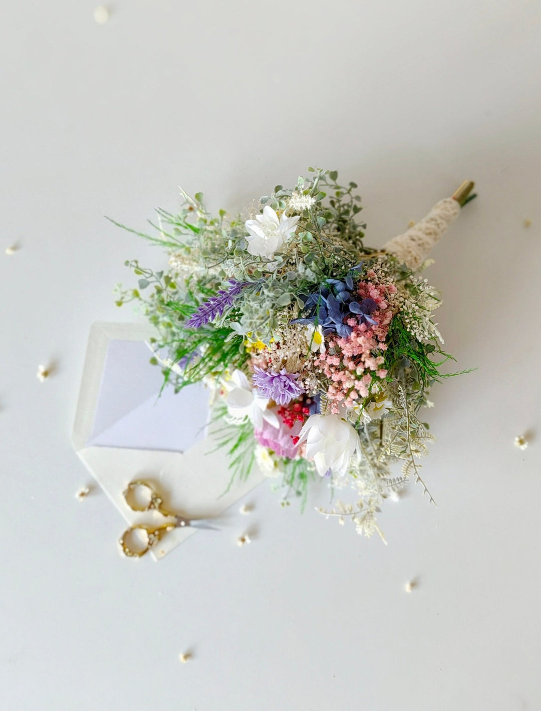 Wildflower Bridal Bouquet: Boho Summer Wedding Flowers (M Size) – handmade floral hair accessory by magaela