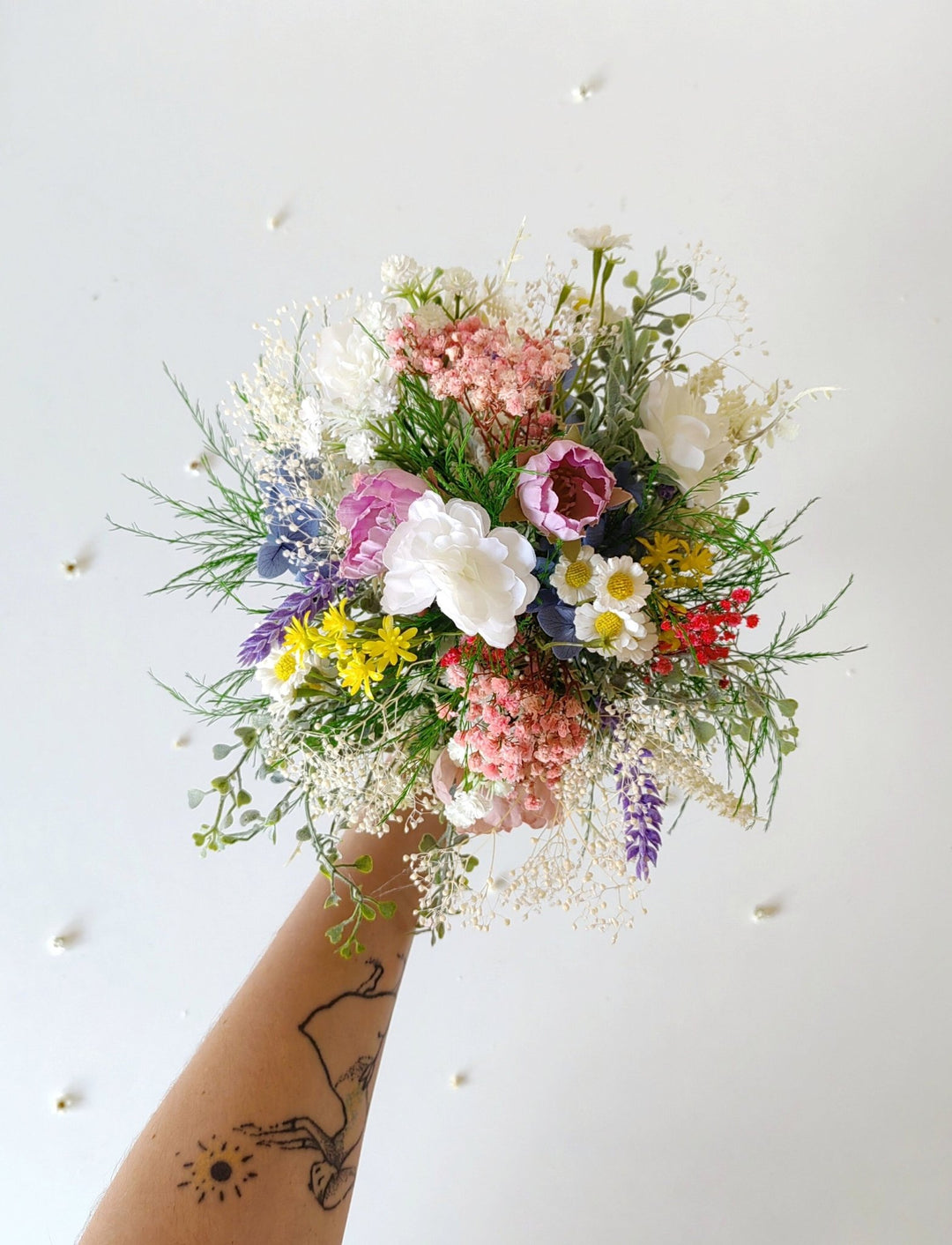 Small Wildflower Bridesmaid Bouquet: Artificial & Preserved Flowers – handmade floral hair accessory by magaela