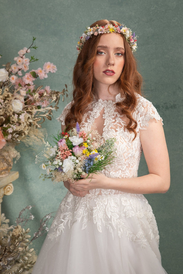 Wildflower Bridal Bouquet: Boho Summer Wedding Flowers (M Size) – handmade floral hair accessory by magaela