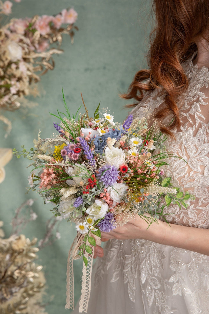 Wildflower Bridal Bouquet: Meadow Spring Wedding Bouquet – handmade floral hair accessory by magaela