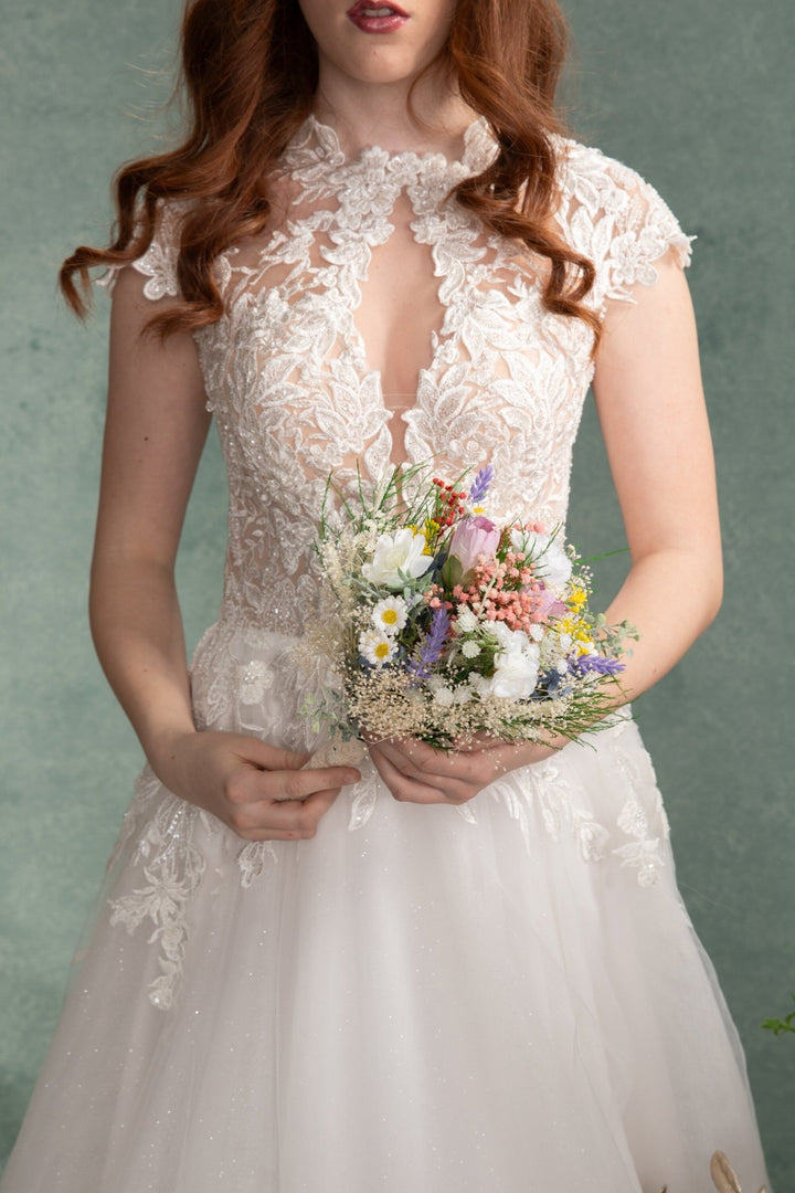 Wildflower Bridesmaid Bouquet: Artificial Spring Wedding Flowers – handmade floral hair accessory by magaela