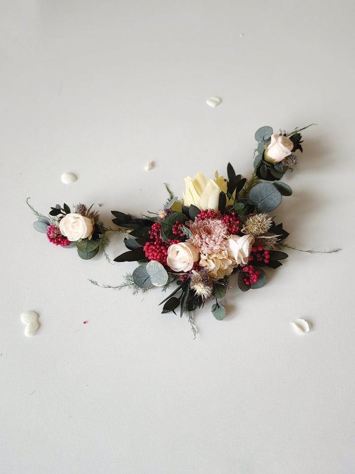Thistle Bridal Hair Vine: Romantic Wedding Headpiece – handmade floral hair accessory by magaela