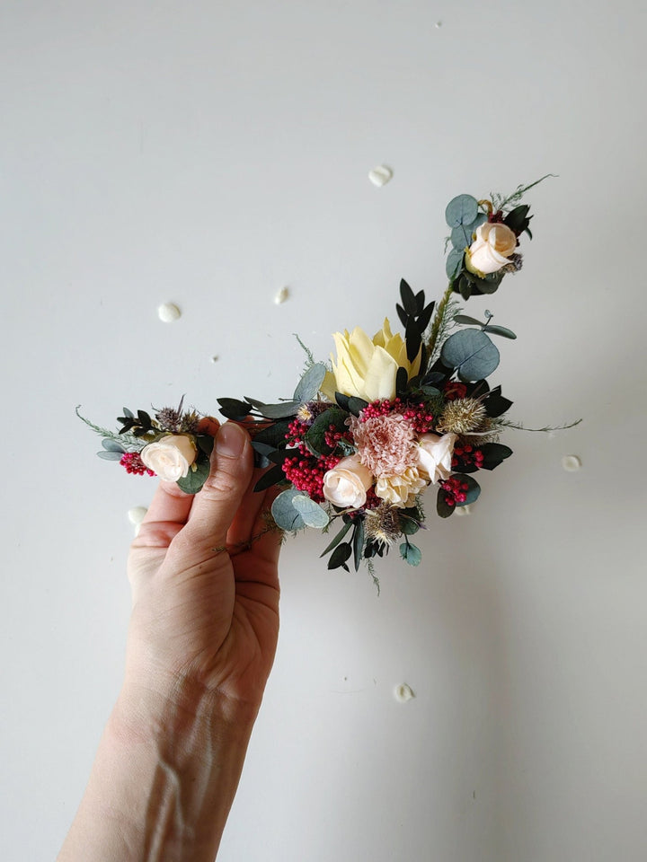 Thistle Bridal Hair Vine: Romantic Wedding Headpiece – handmade floral hair accessory by magaela