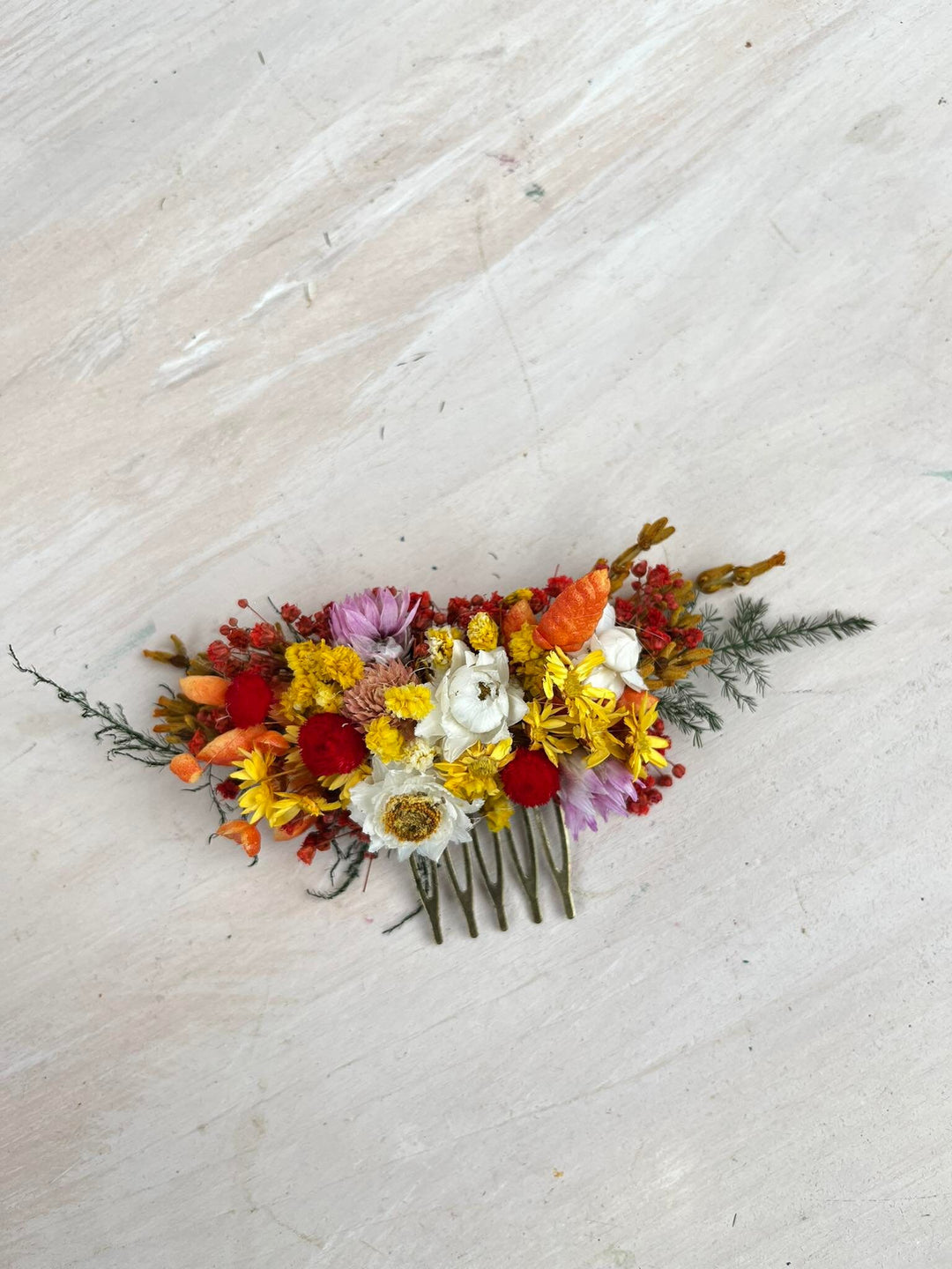 Dried Flower Hair Comb: Bridal Meadow Wedding Headpiece – handmade floral hair accessory by magaela