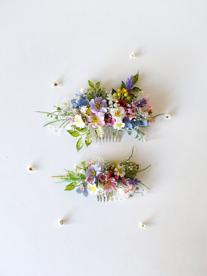 Wildflower Hair Comb: Romantic Bridal Boho Wedding Accessory – handmade floral hair accessory by magaela