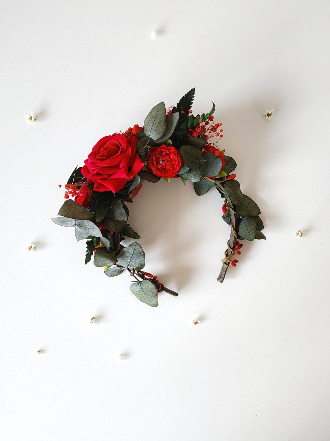 Red Frida Flower Headband: Little Frida, Mexican Floral Crown – handmade floral hair accessory by magaela