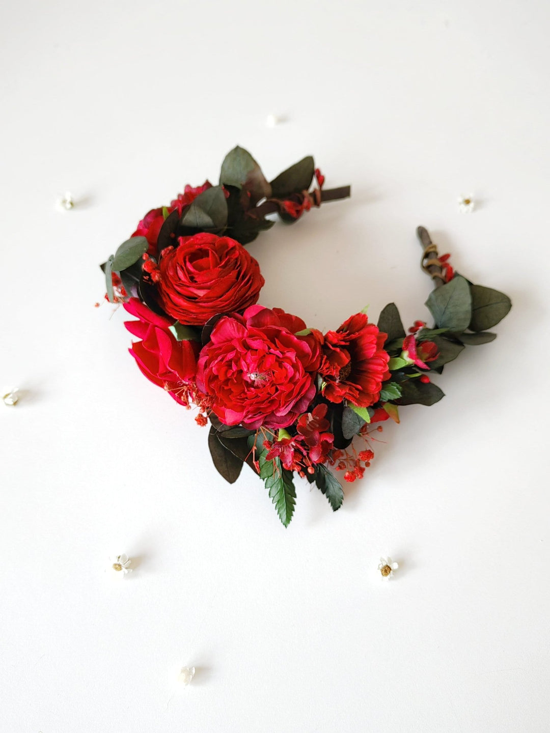 Red Frida Flower Headband: Little Frida, Mexican Floral Crown – handmade floral hair accessory by magaela