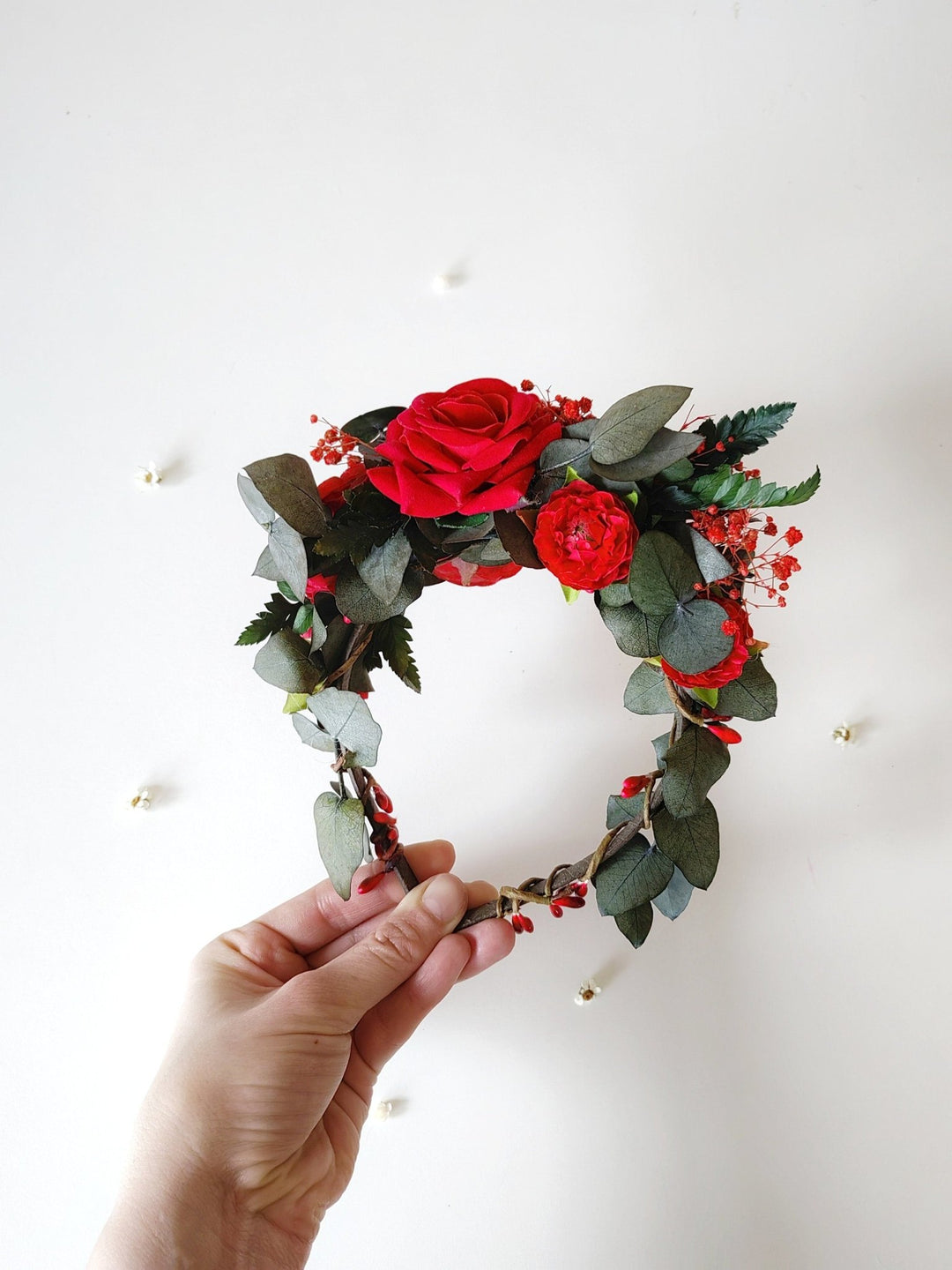 Red Frida Flower Headband: Little Frida, Mexican Floral Crown – handmade floral hair accessory by magaela