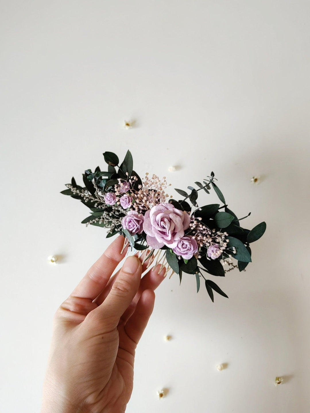 Romantic Rose Hair Comb: Bridal Flower Hairpiece – handmade floral hair accessory by magaela