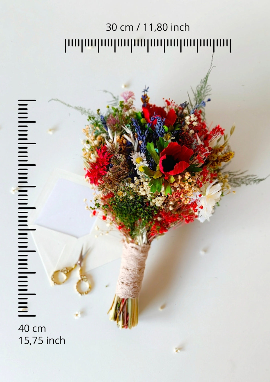 Red Poppy Wedding Bouquet: Folk Slavic Bridal Flowers – handmade floral hair accessory by magaela