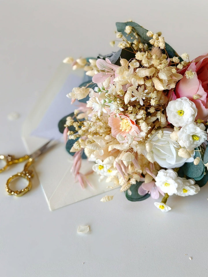 Blush Ivory Wedding Bouquet: Small Bridesmaid Bouquet, Artificial Flowers – handmade floral hair accessory by magaela
