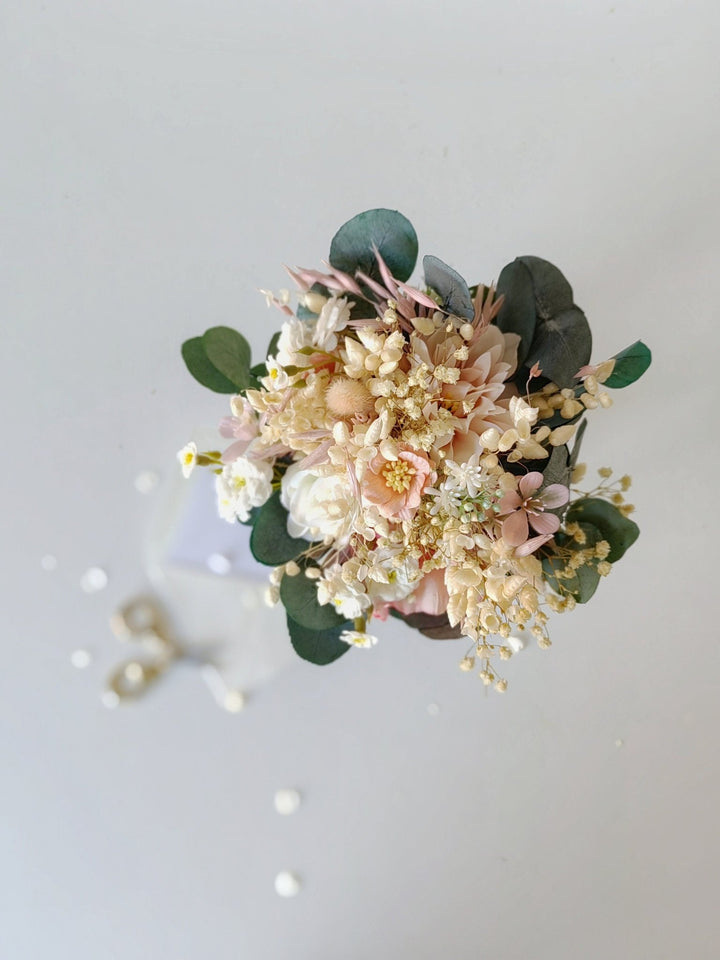 Blush Ivory Wedding Bouquet: Small Bridesmaid Bouquet, Artificial Flowers – handmade floral hair accessory by magaela