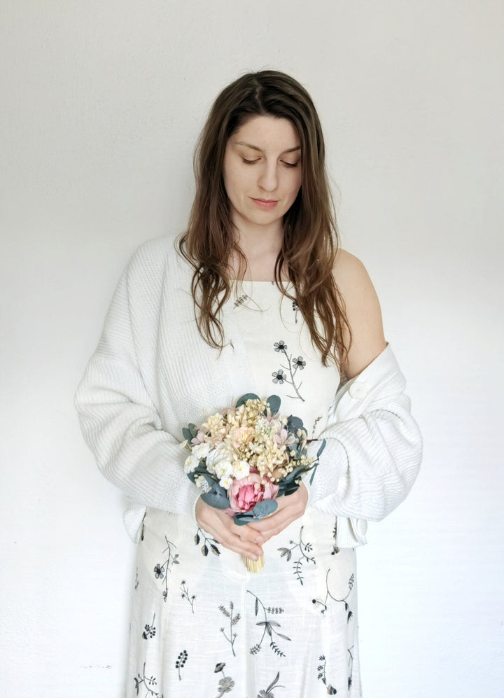 Blush Ivory Wedding Bouquet: Small Bridesmaid Bouquet, Artificial Flowers – handmade floral hair accessory by magaela