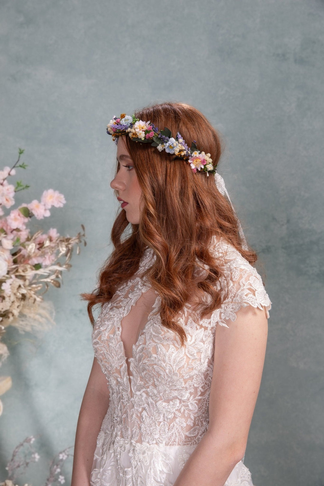 Lavender Flower Hair Wreath: Handmade Bridal Crown, Meadowy Wedding – handmade floral hair accessory by magaela