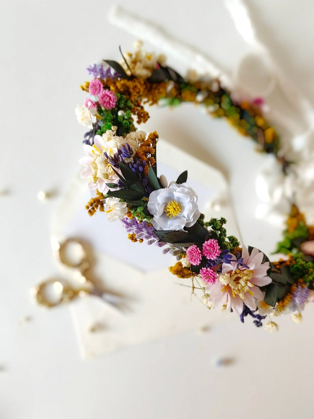 Lavender Flower Hair Wreath: Handmade Bridal Crown, Meadowy Wedding – handmade floral hair accessory by magaela