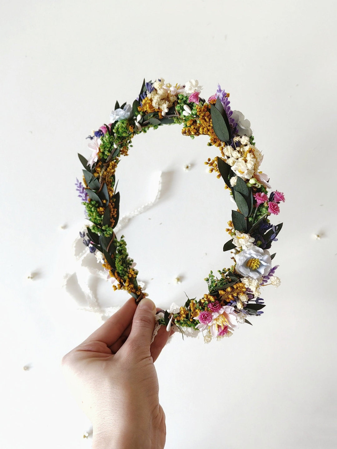 Lavender Flower Hair Wreath: Handmade Bridal Crown, Meadowy Wedding – handmade floral hair accessory by magaela