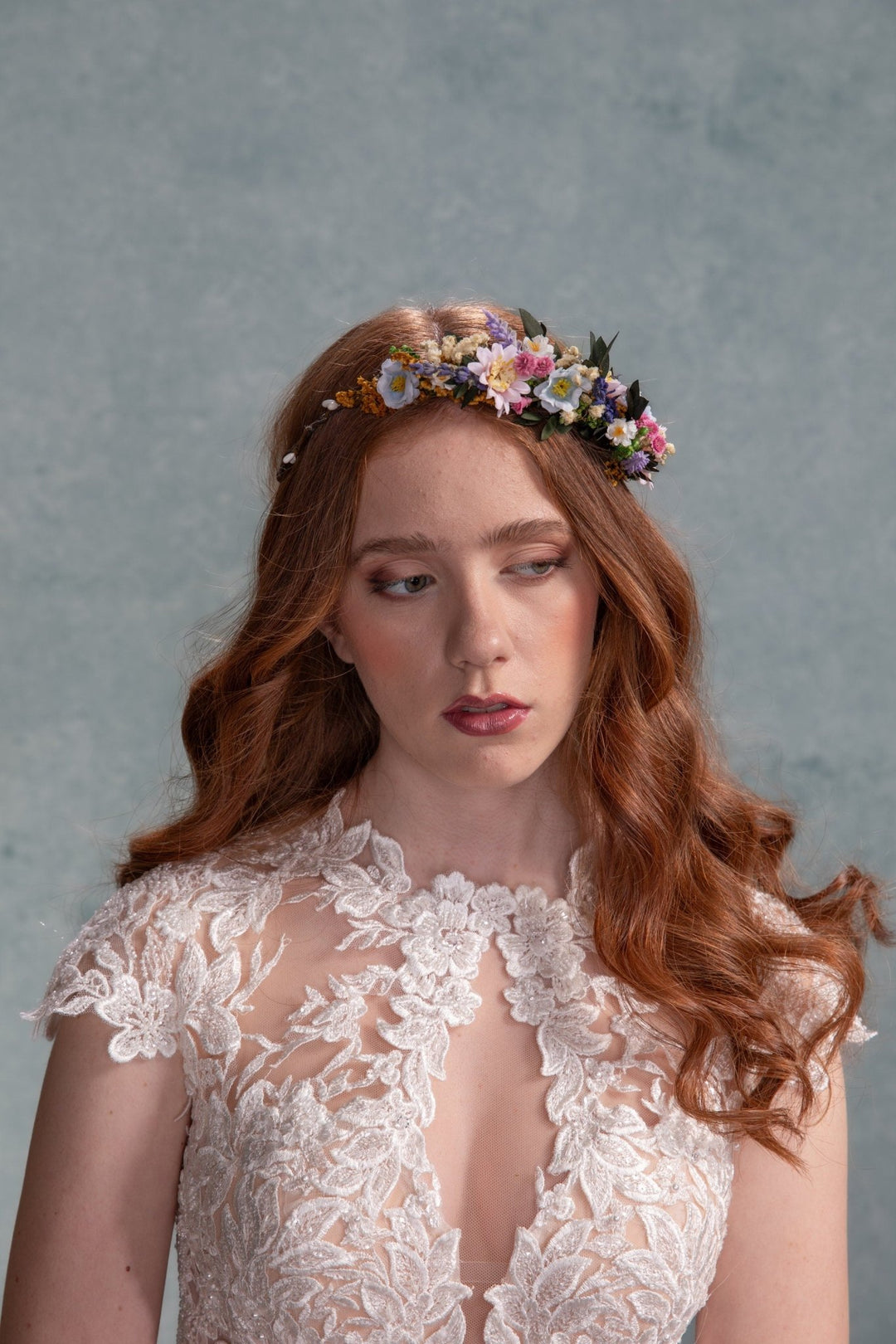 Lavender Flower Crown: Meadowy Bridal Hair Wreath – handmade floral hair accessory by magaela