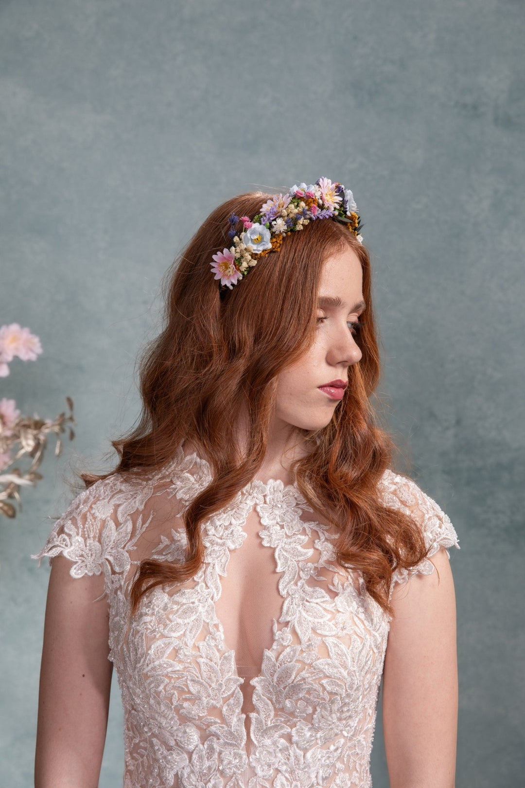 Lavender Bridal Flower Crown: Meadow Wedding Hair Wreath – handmade floral hair accessory by magaela