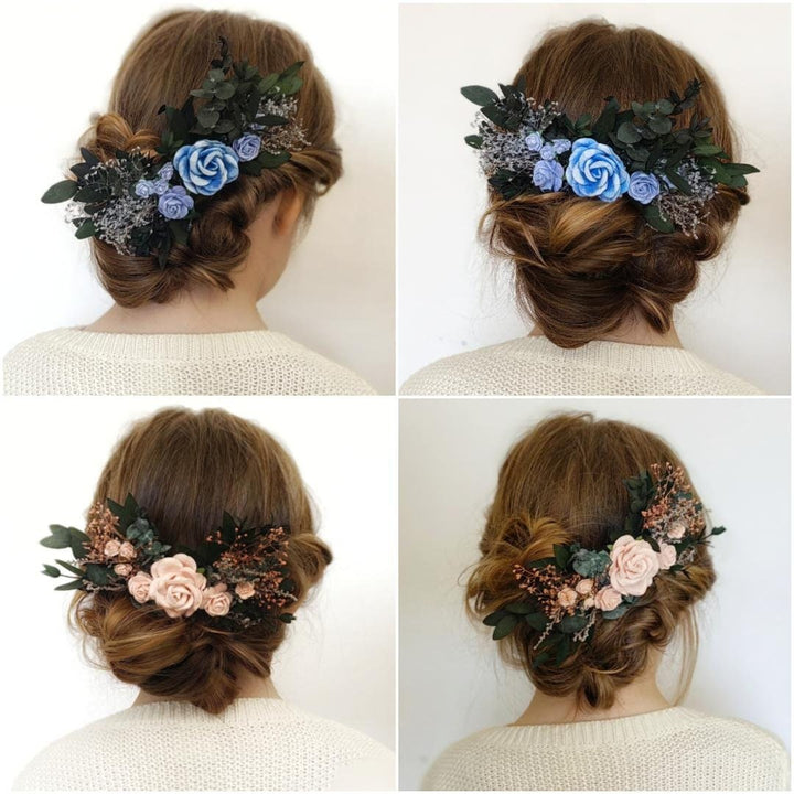 Peach Rose Hair Comb: Romantic Bridal Flower Hairpiece – handmade floral hair accessory by magaela