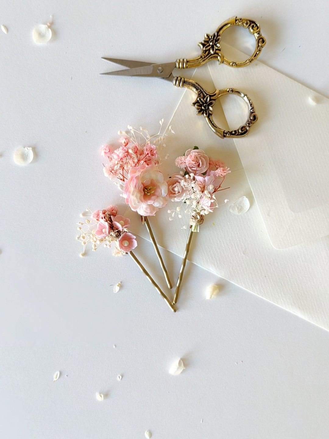 Pink Flower Hairpins: Romantic Bridal Hair Accessories – handmade floral hair accessory by magaela