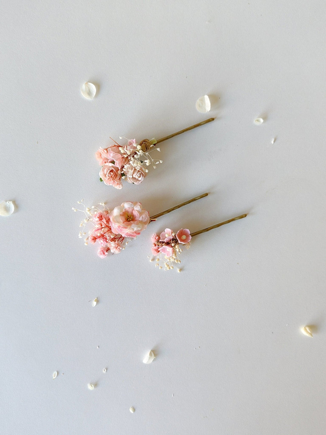 Pink Flower Hairpins: Romantic Bridal Hair Accessories – handmade floral hair accessory by magaela