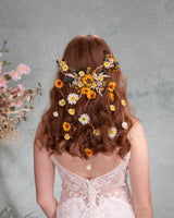Sunflower Bridal Hair Vine: Romantic Yellow Flower Wedding Accessory – handmade floral hair accessory by magaela