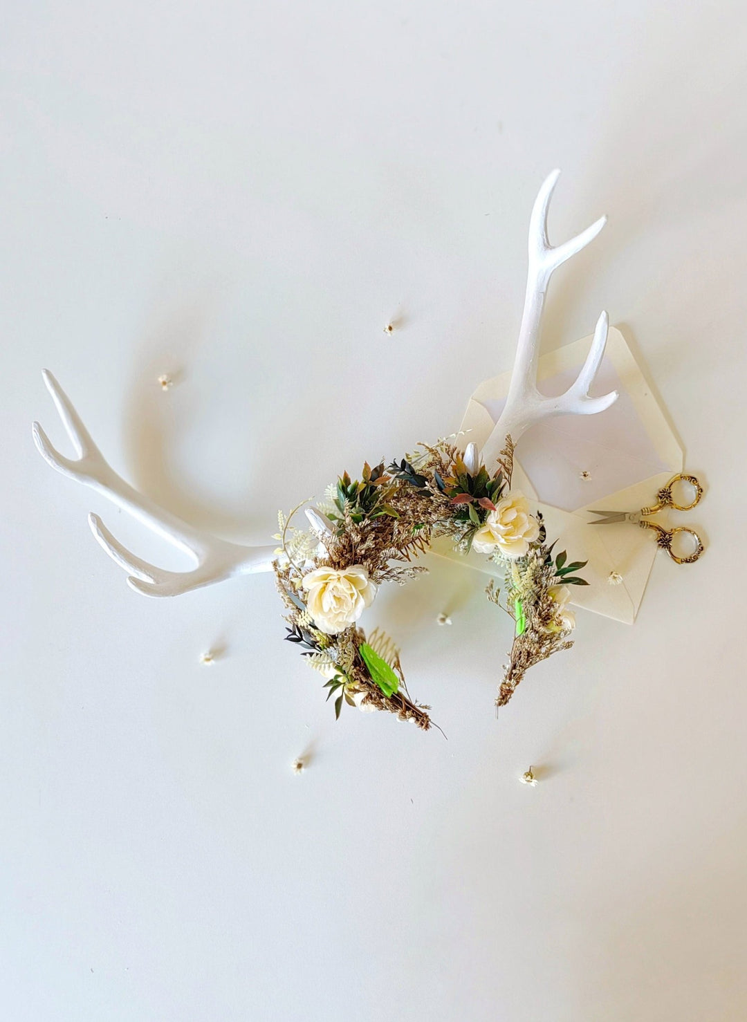 Halloween Deer Antler Crown: Black Flower Horn Headband – handmade floral hair accessory by magaela