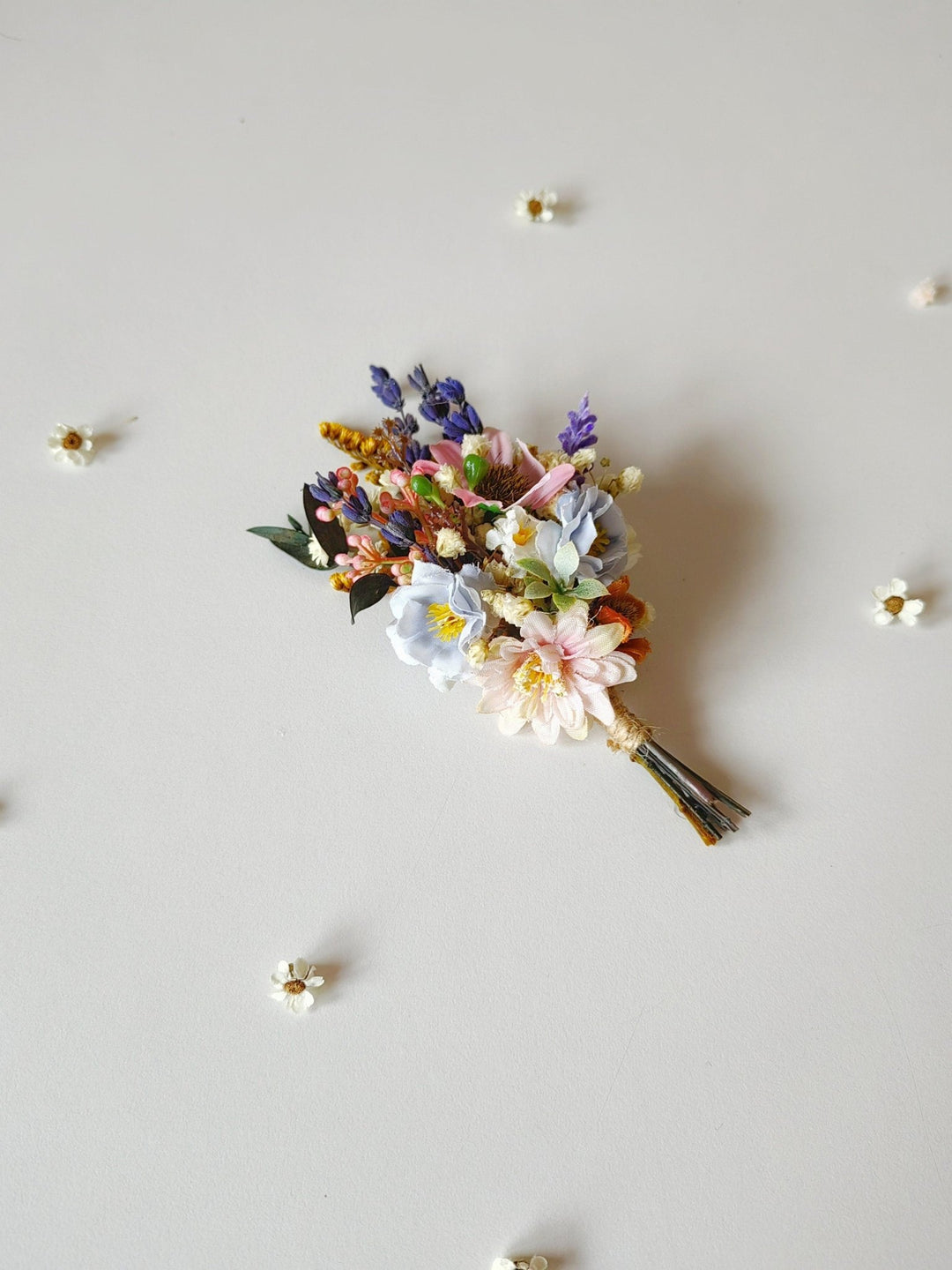 Lavender Wedding Boutonniere: Meadowy Groom Buttonhole – handmade floral hair accessory by magaela