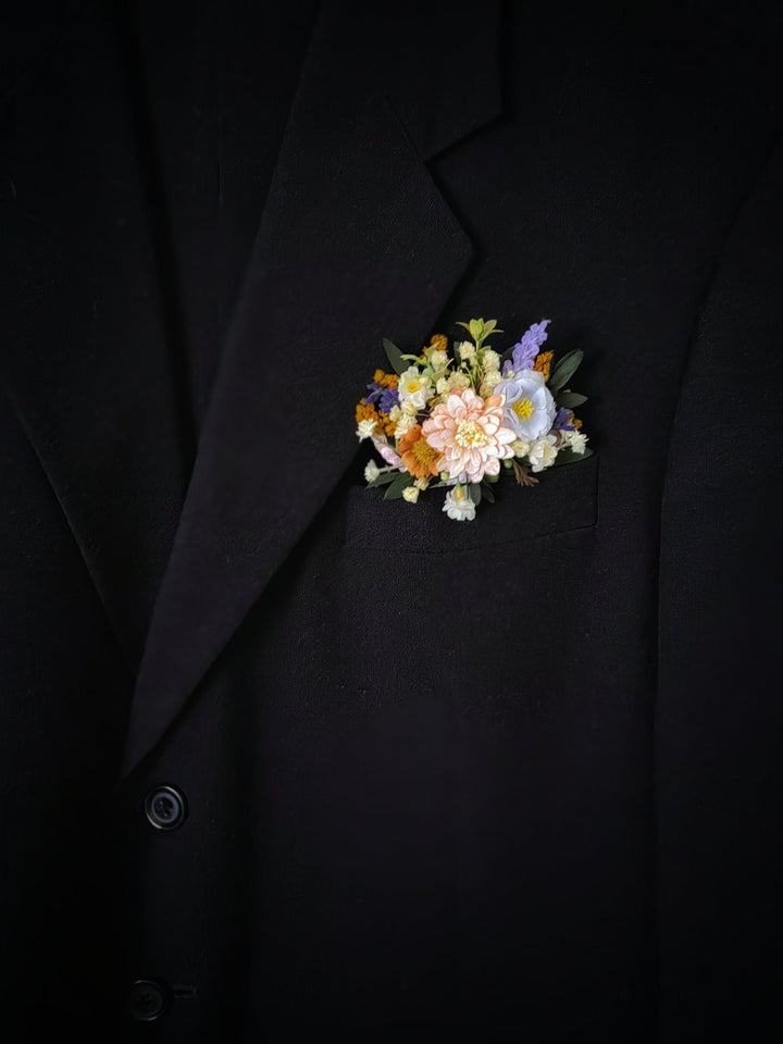 Meadowy Lavender Wedding Boutonniere: Groom's Pocket Flower – handmade floral hair accessory by magaela