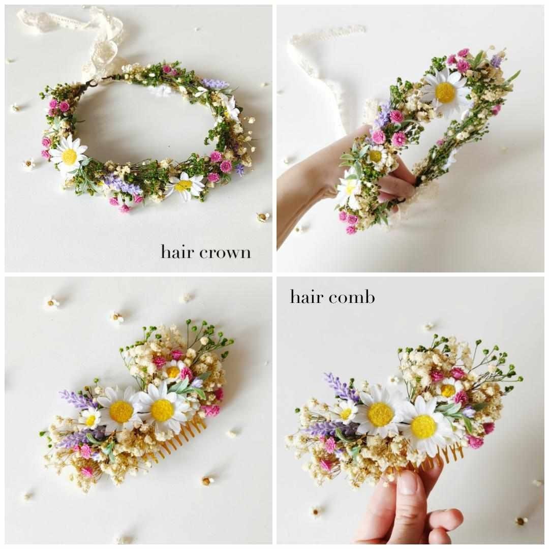 Meadow Daisy Hair Pins: Pastel Pink Floral Wedding Accessories – handmade floral hair accessory by magaela