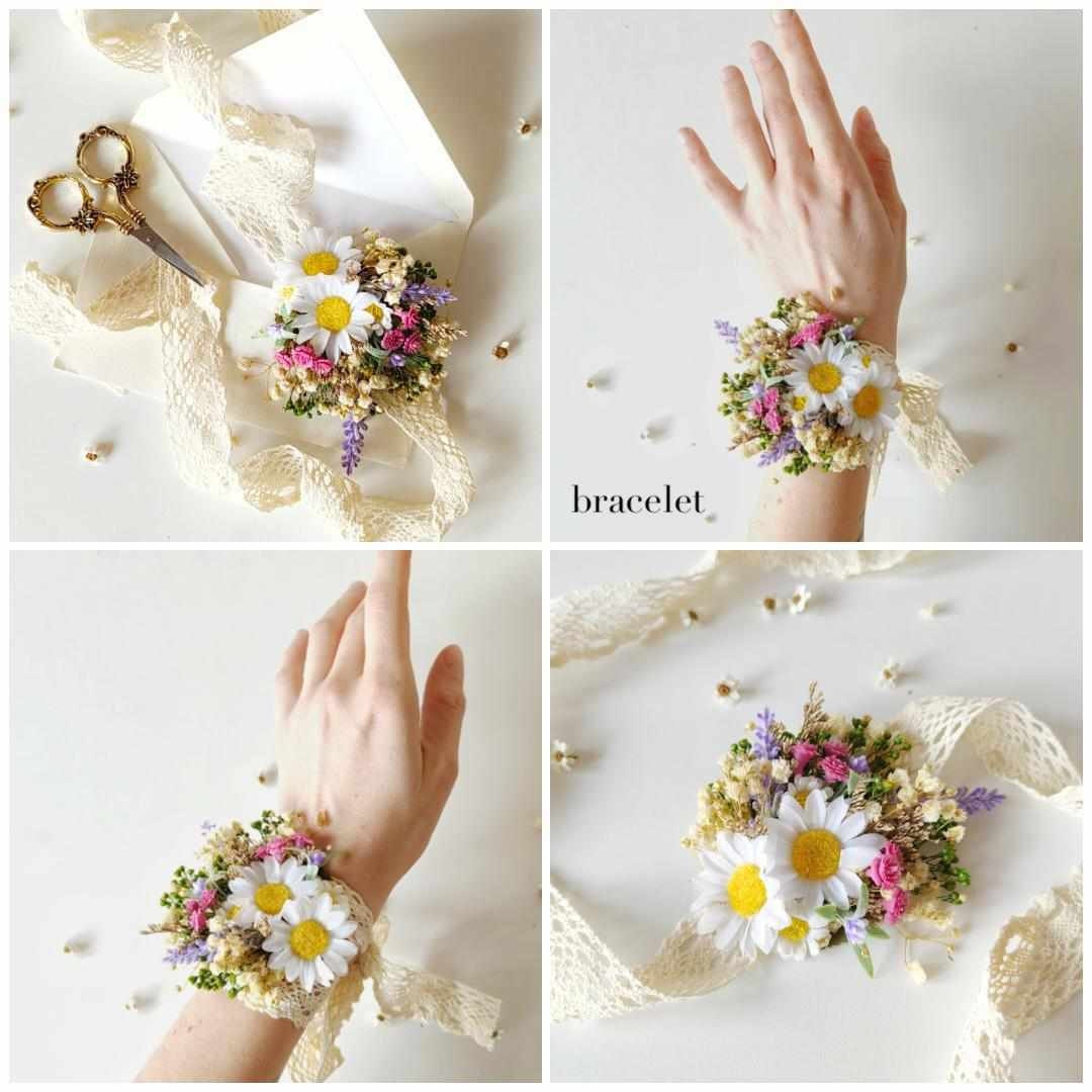 Meadowy Wedding Hair Comb: Daisy & Baby's Breath Bridal Accessory – handmade floral hair accessory by magaela