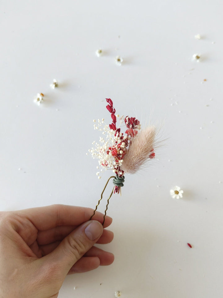 Red and Gold Flower Hair Pins: Glam Wedding Hair Accessories – handmade floral hair accessory by magaela