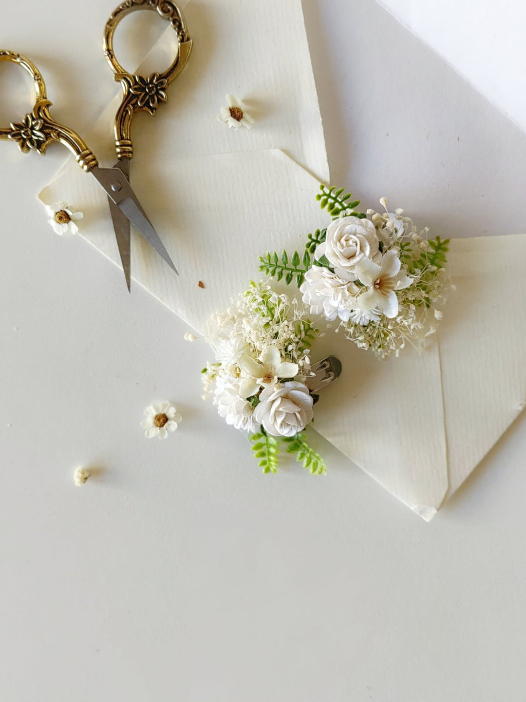 Ivory Flower Shoe Clips: Bridal Wedding Accessories – handmade floral hair accessory by magaela