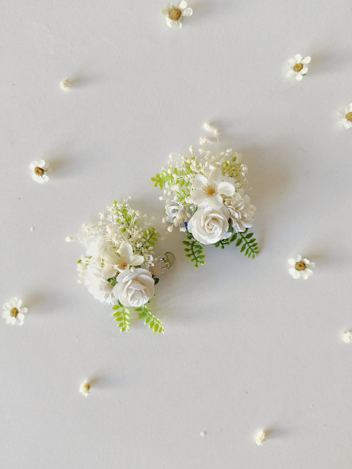 Ivory Flower Shoe Clips: Bridal Wedding Accessories – handmade floral hair accessory by magaela