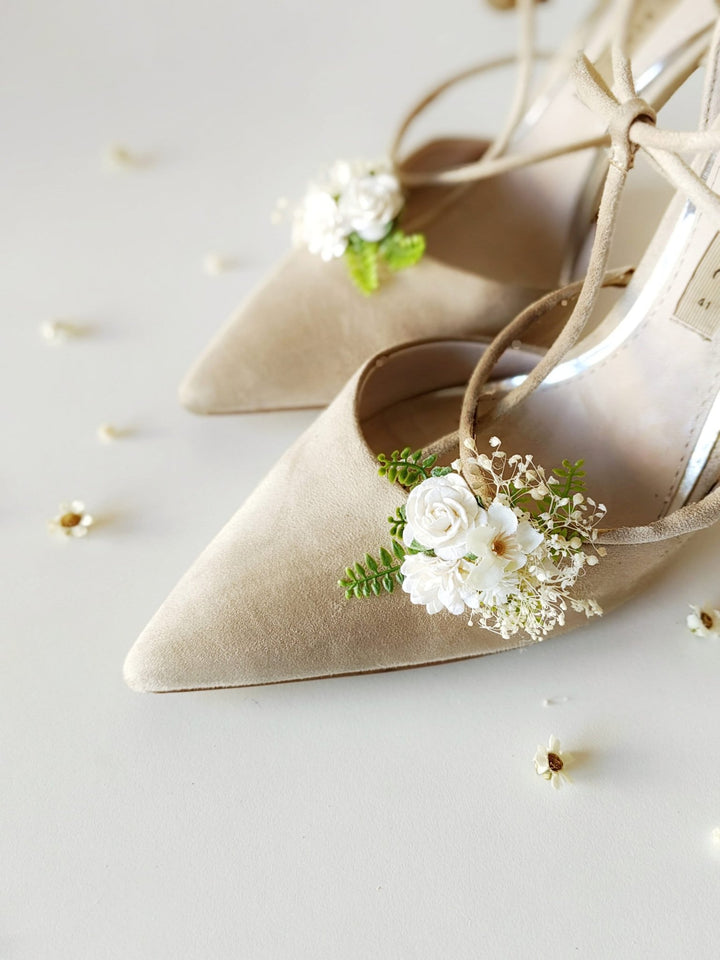 Ivory Flower Shoe Clips: Bridal Wedding Accessories – handmade floral hair accessory by magaela