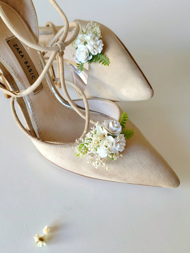 Ivory Flower Shoe Clips: Bridal Wedding Accessories – handmade floral hair accessory by magaela