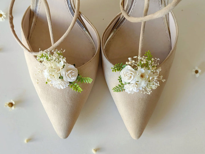 Ivory Flower Shoe Clips: Bridal Wedding Accessories – handmade floral hair accessory by magaela