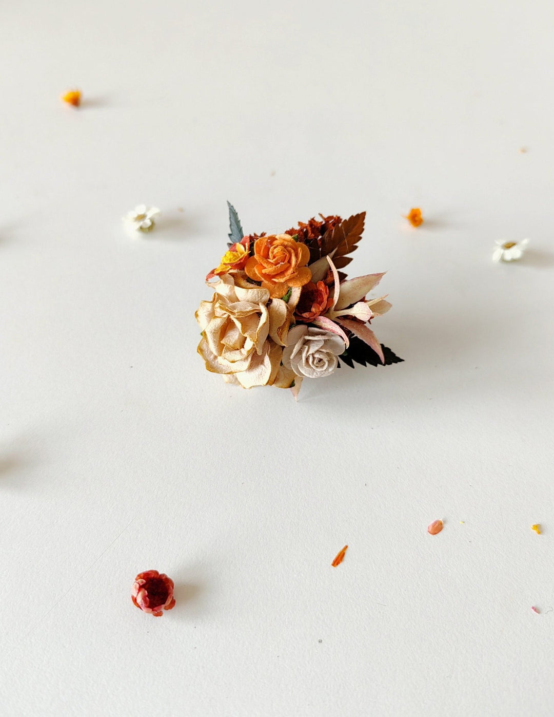 Terracotta Floral Ring: Adjustable Autumn Wedding Jewelry – handmade floral hair accessory by magaela