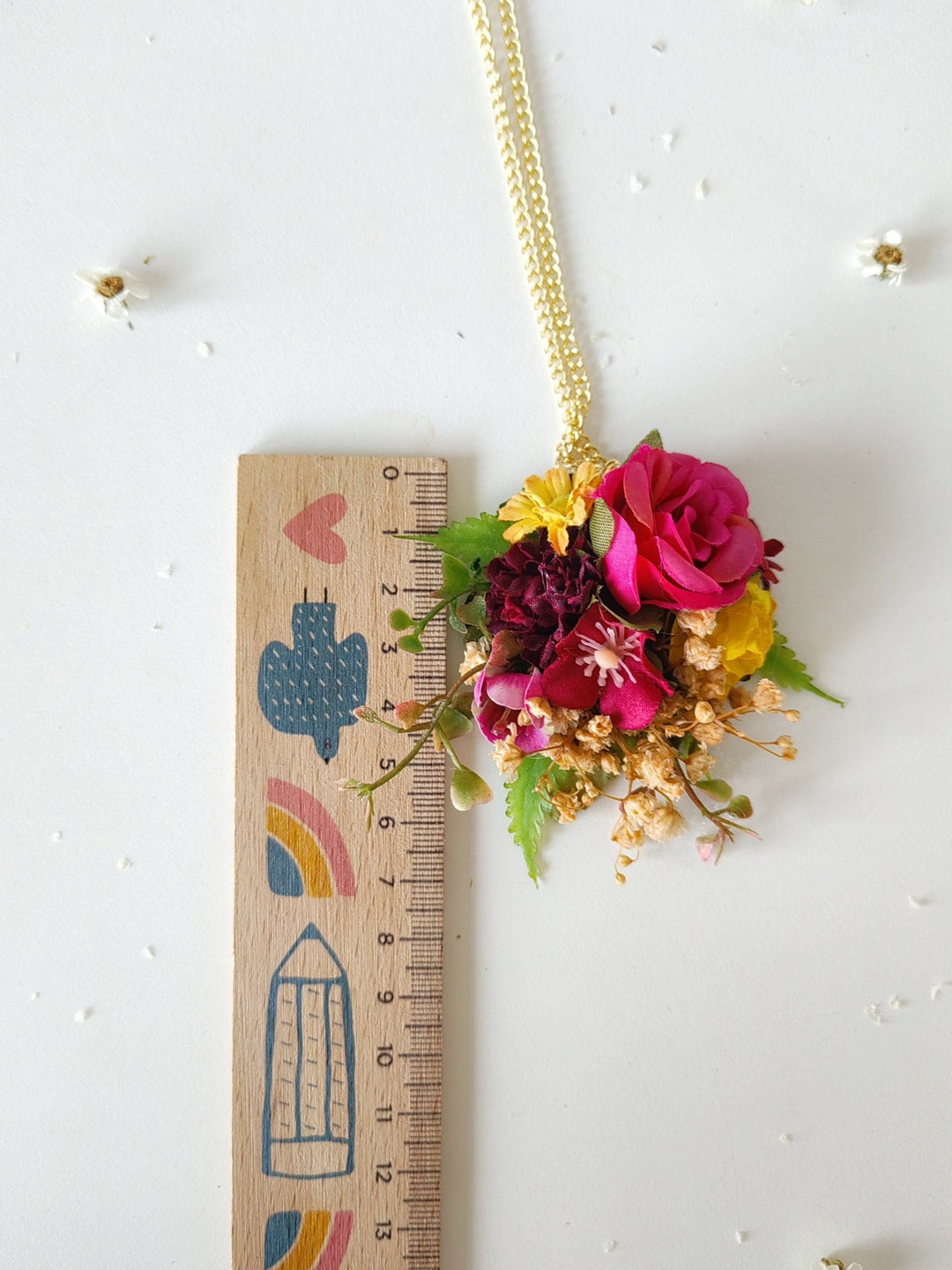 Pink & Yellow Flower Necklace: Romantic Bridal Jewelry – handmade floral hair accessory by magaela