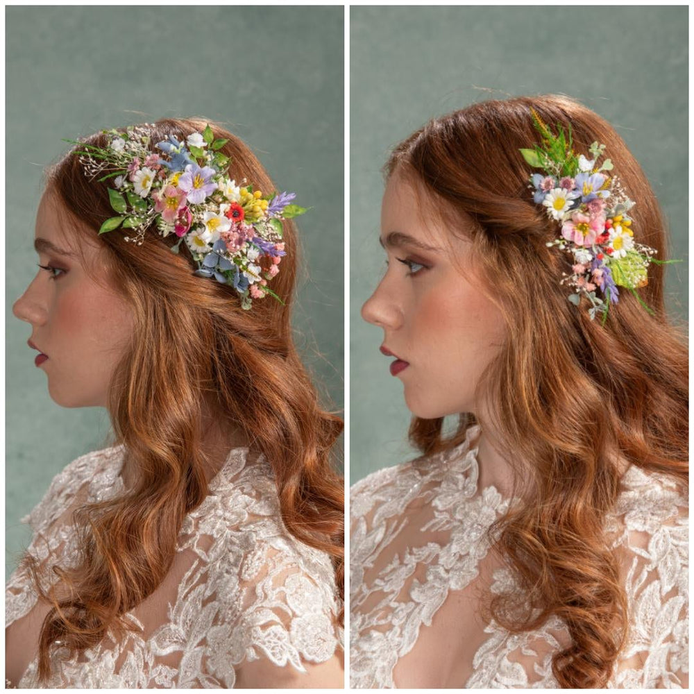 Wildflower Hair Comb: Romantic Bridal Boho Wedding Accessory – handmade floral hair accessory by magaela