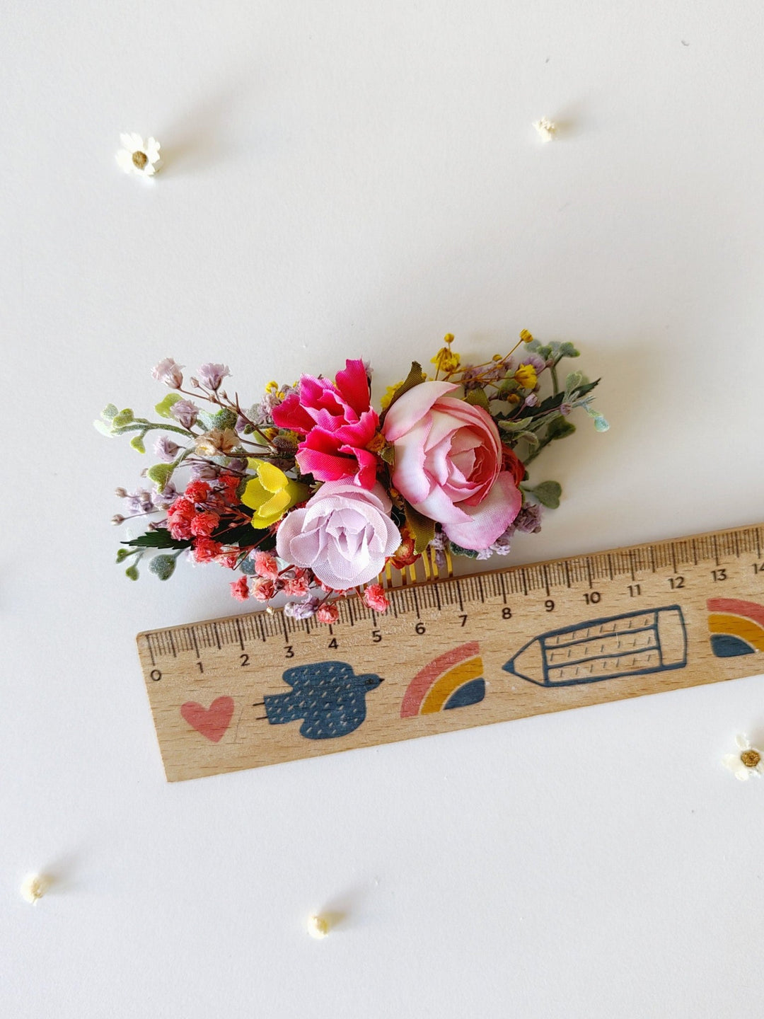 Colorful Floral Hair Comb: Boho Wedding Bridal Accessory – handmade floral hair accessory by magaela