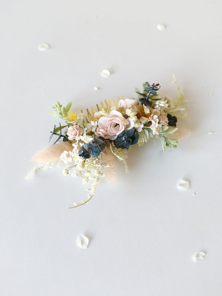 Pale Pink Flower Hair Comb: Bridal Hair Accessories – handmade floral hair accessory by magaela