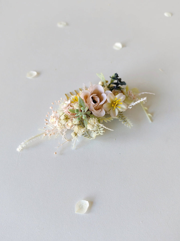 Pale Pink Flower Hair Comb: Bridal Hair Accessories – handmade floral hair accessory by magaela