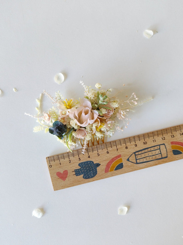 Pale Pink Flower Hair Comb: Bridal Hair Accessories – handmade floral hair accessory by magaela
