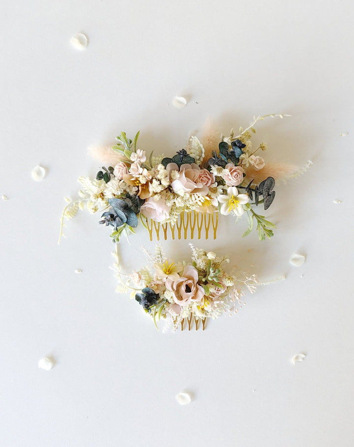 Pale Pink Flower Hair Comb: Bridal Hair Accessories – handmade floral hair accessory by magaela
