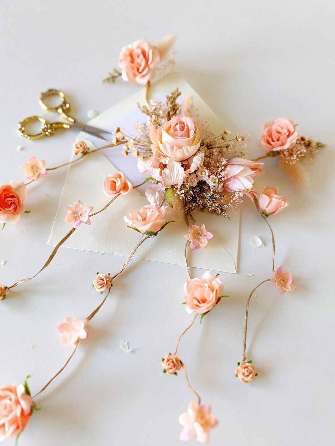 Blush Orange Flower Bridal Hair Vine: Wedding Hair Accessories – handmade floral hair accessory by magaela