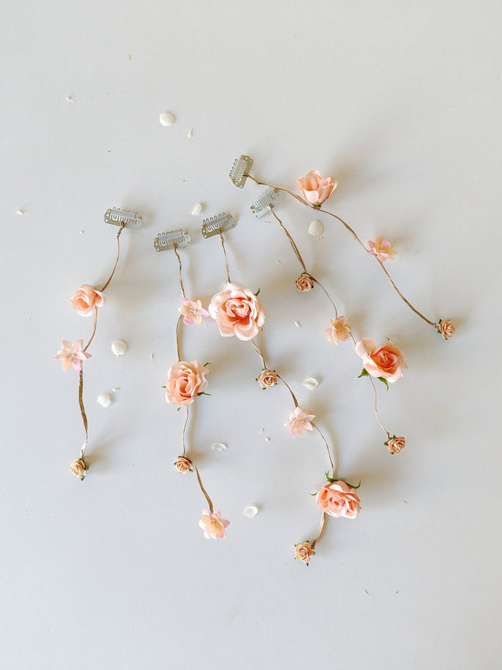 Blush Orange Flower Bridal Hair Vine: Wedding Hair Accessories – handmade floral hair accessory by magaela