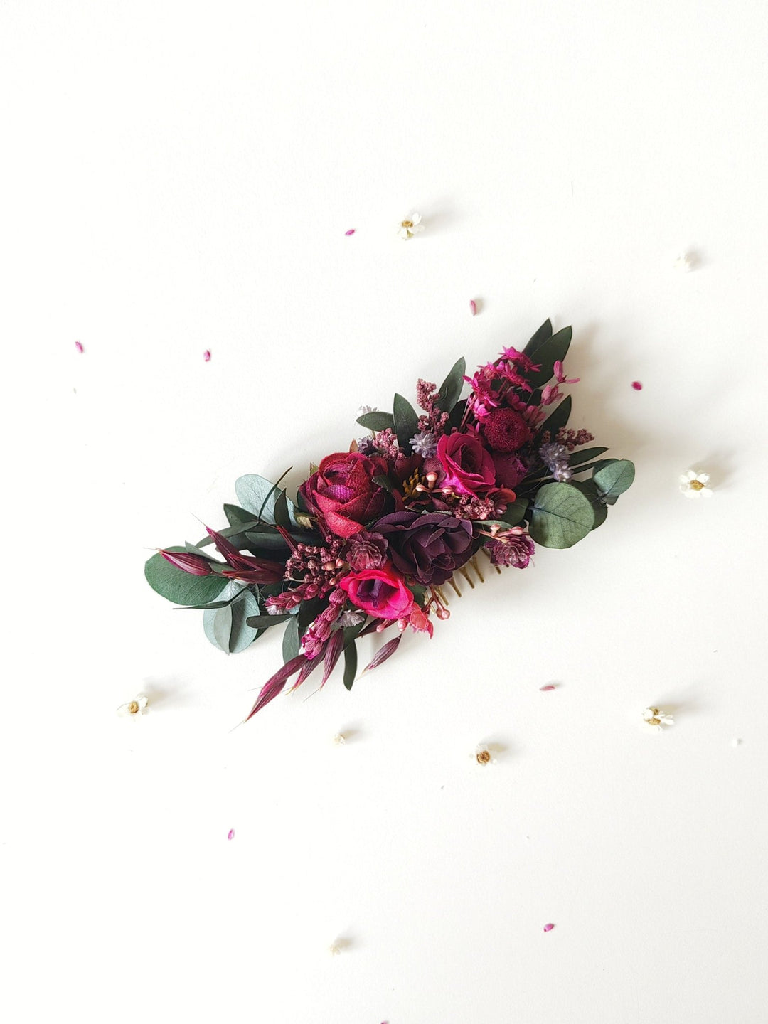 Burgundy Flower Hair Comb: Plum Wedding Headpiece – handmade floral hair accessory by magaela