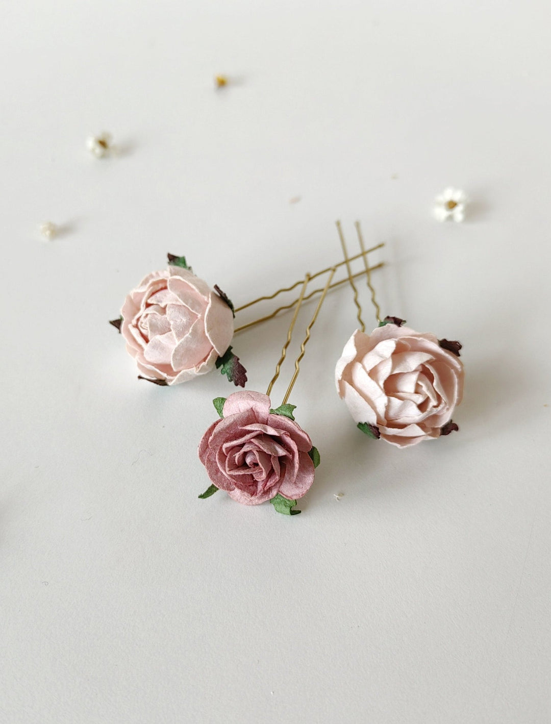 Blush Wedding Hair Pins: Romantic Flower Bridal Hairpiece – handmade floral hair accessory by magaela