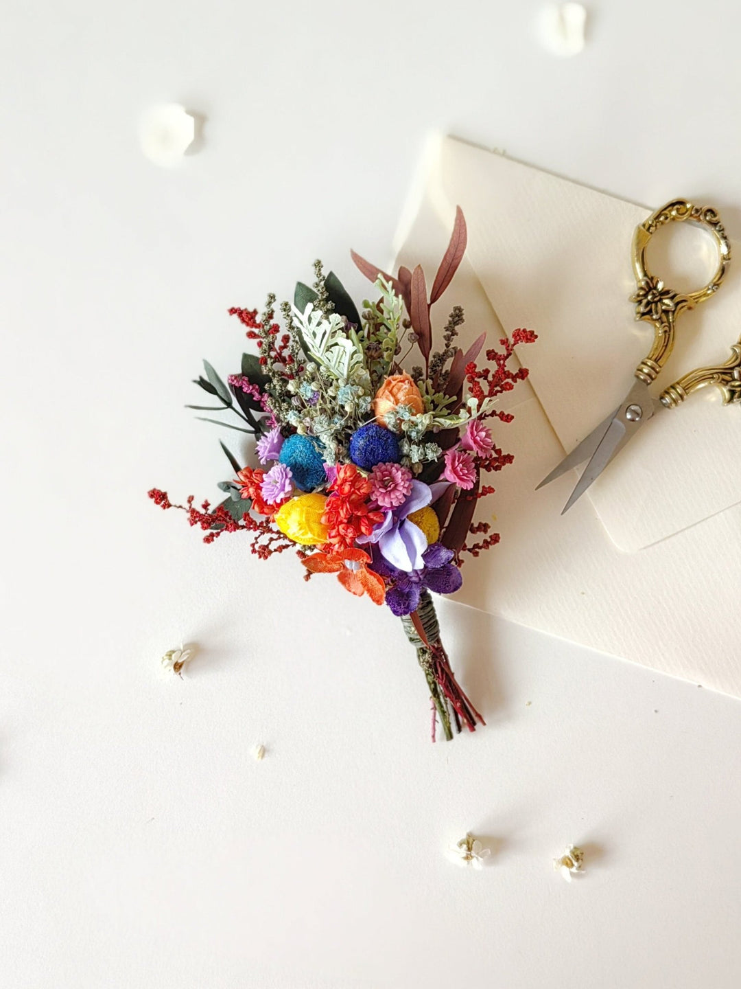 Colorful Preserved Flower Crown: Bridal Meadow Headpiece – handmade floral hair accessory by magaela